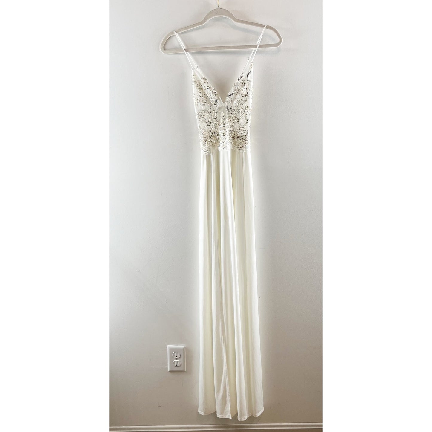 Lucy in the Sky Tulum Lace Double Slit Maxi Dress White XS