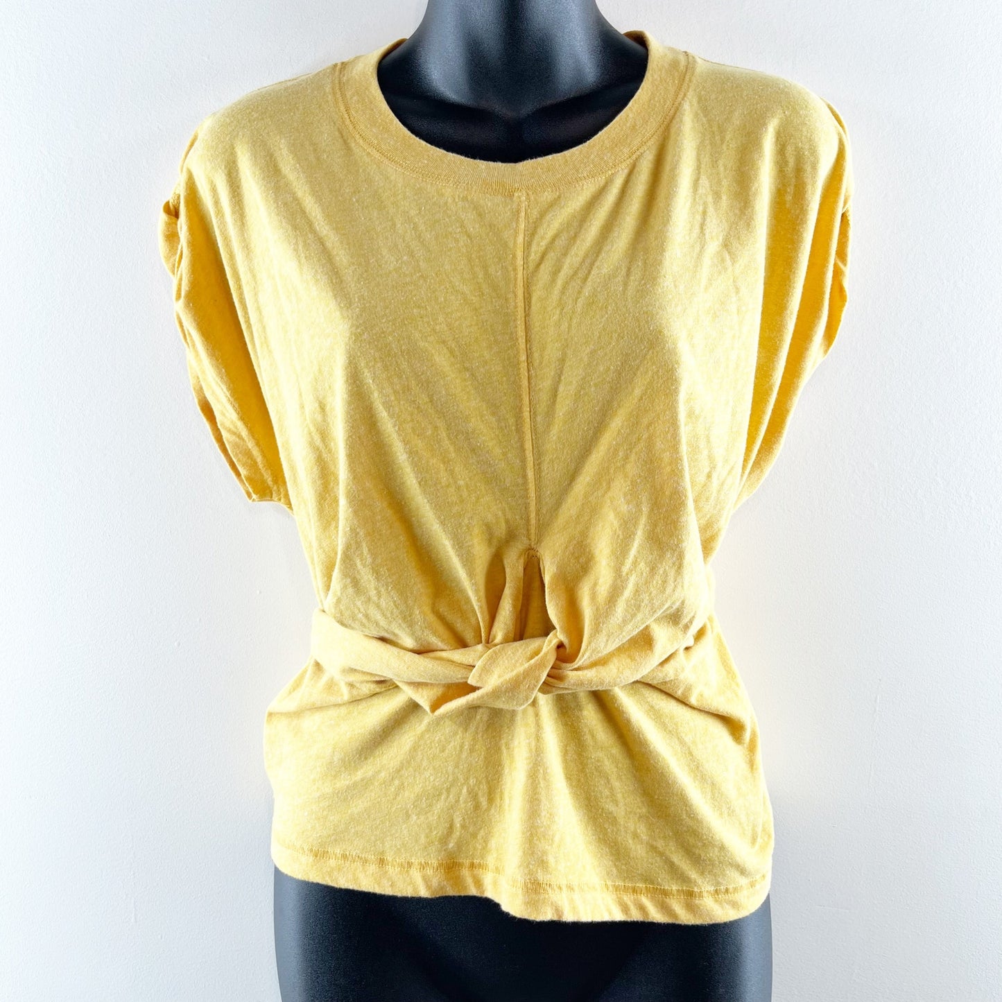 Free People Movement Swaying Sunflowers Wrap Tie Short Sleeve T-Shirt Yellow S