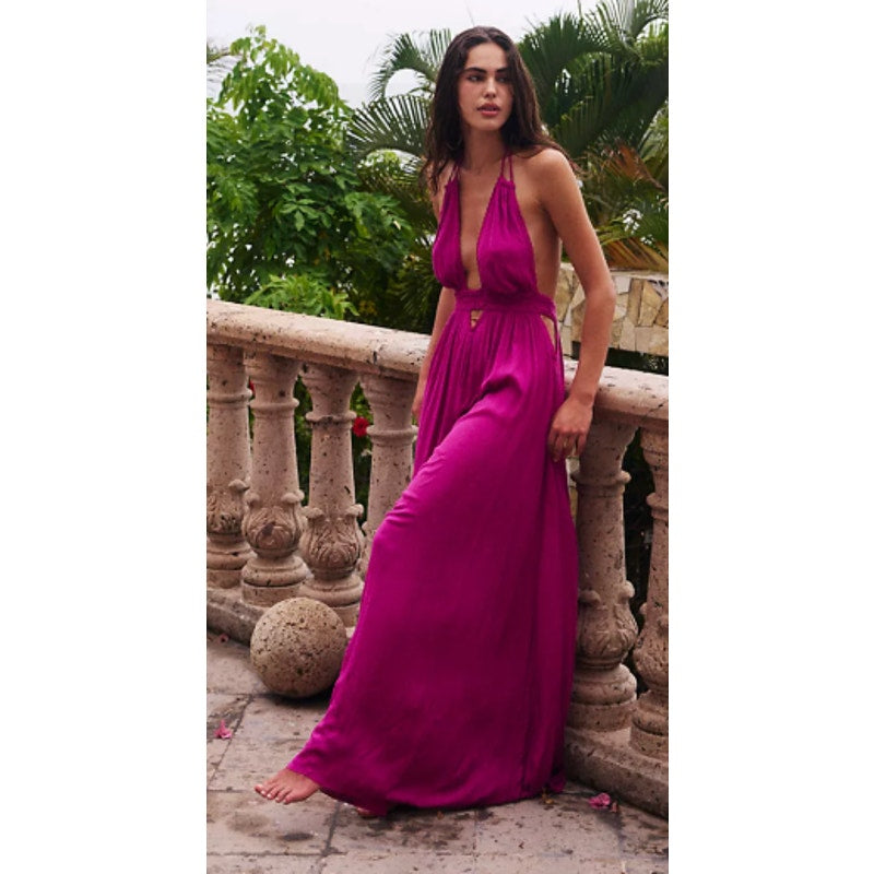 Free People Look Into the Sun Maxi Dress Baton Rouge Pink XS