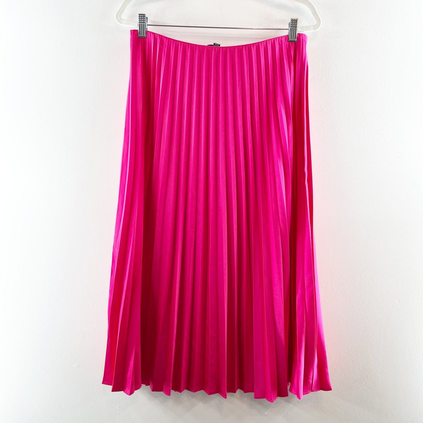J. Crew Gwyneth Pleated Midi Satin Slip Skirt Pink Medium