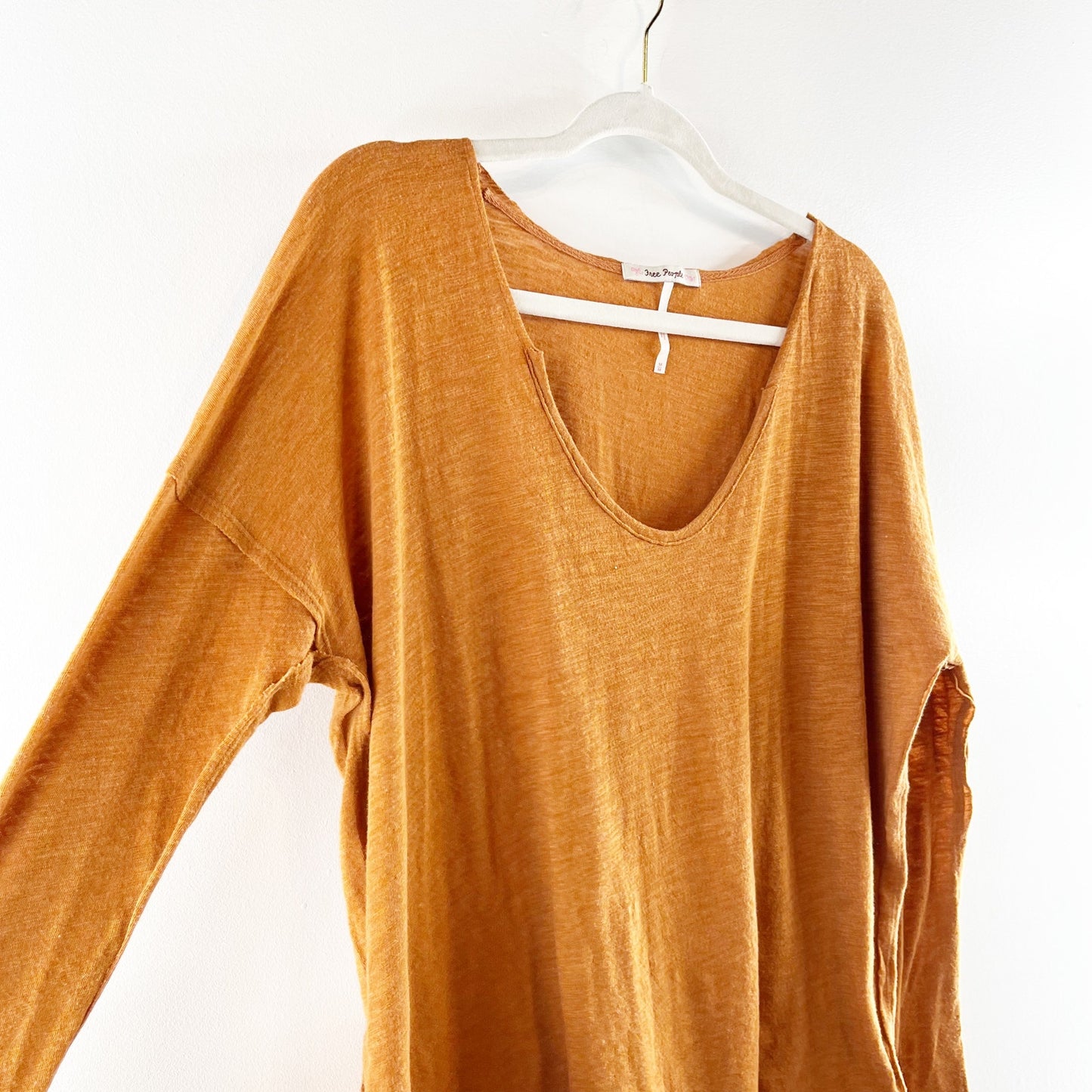 Free People Sienna Snap Cuff Scoopneck Oversized Tee Shirt Gold Bronze Medium