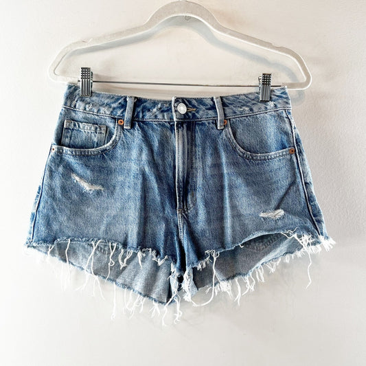 Garage Denim Mini Cheeky Festival Frayed Raw Hem Jean Shorts Blue 27