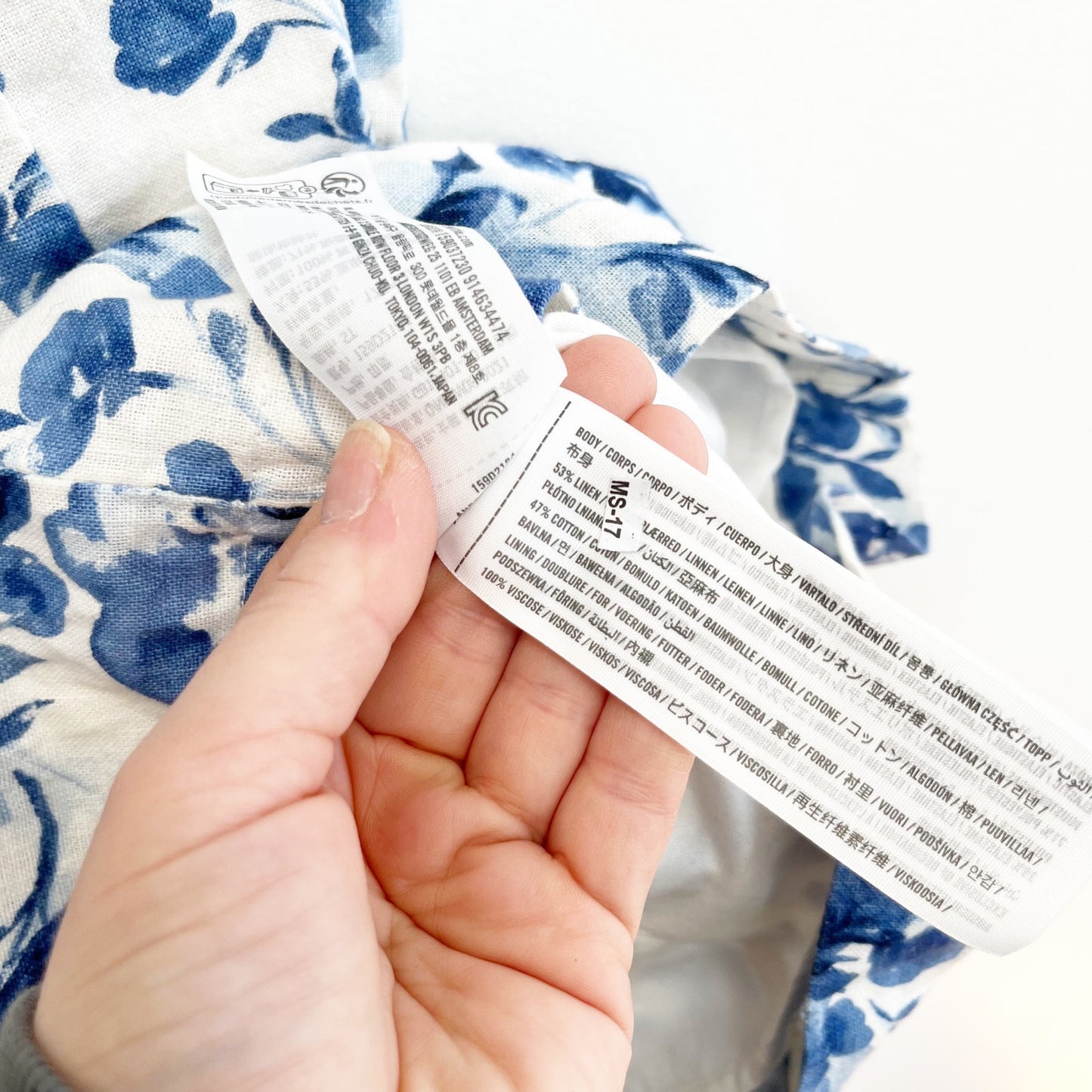 Abercrombie & Fitch Floral Mini Linen Blend Dress Blue White Small Tall