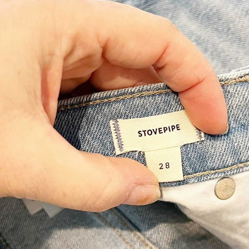 Madewell High Rise Stovepipe Raw Hem Jeans in Devoe Wash Blue 28 / 6