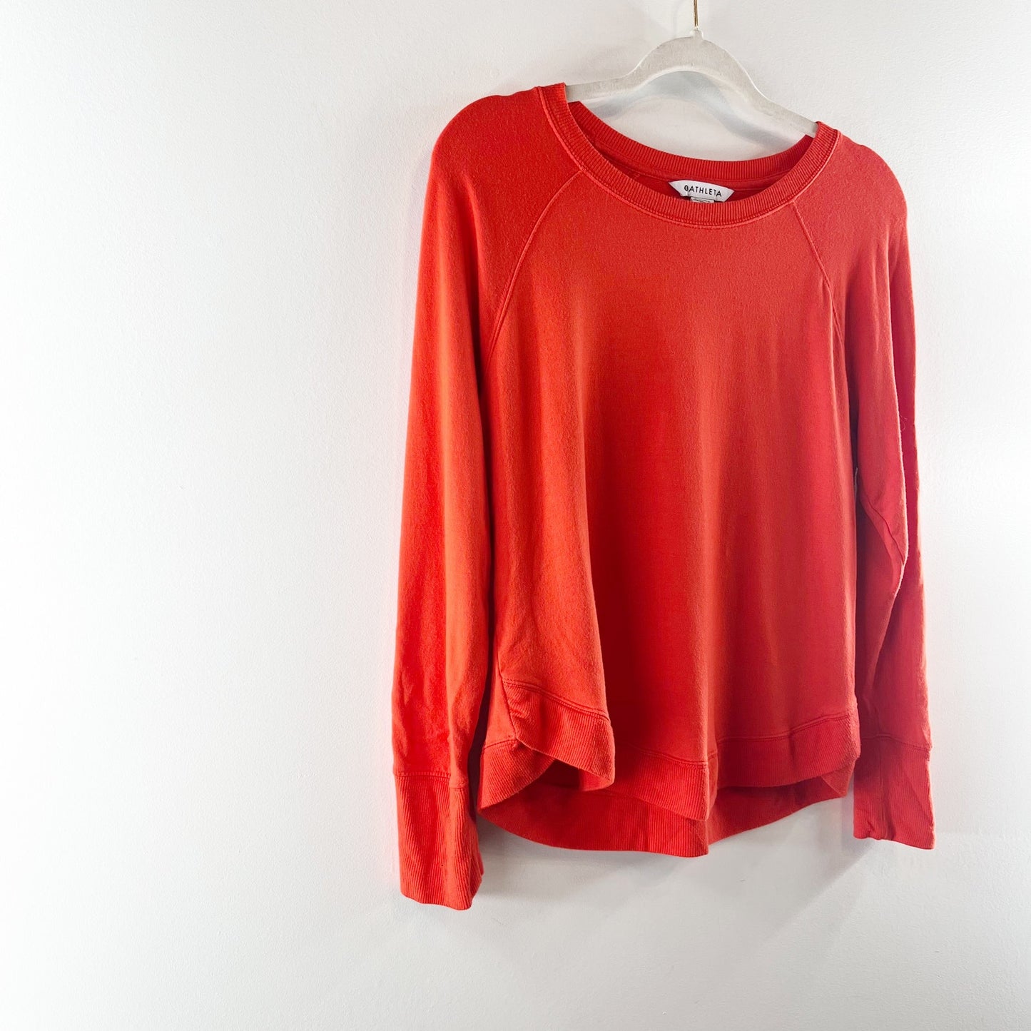 Athleta Crewneck Mindset Pullover Long Sleeve Sweatshirt Orange Red Medium