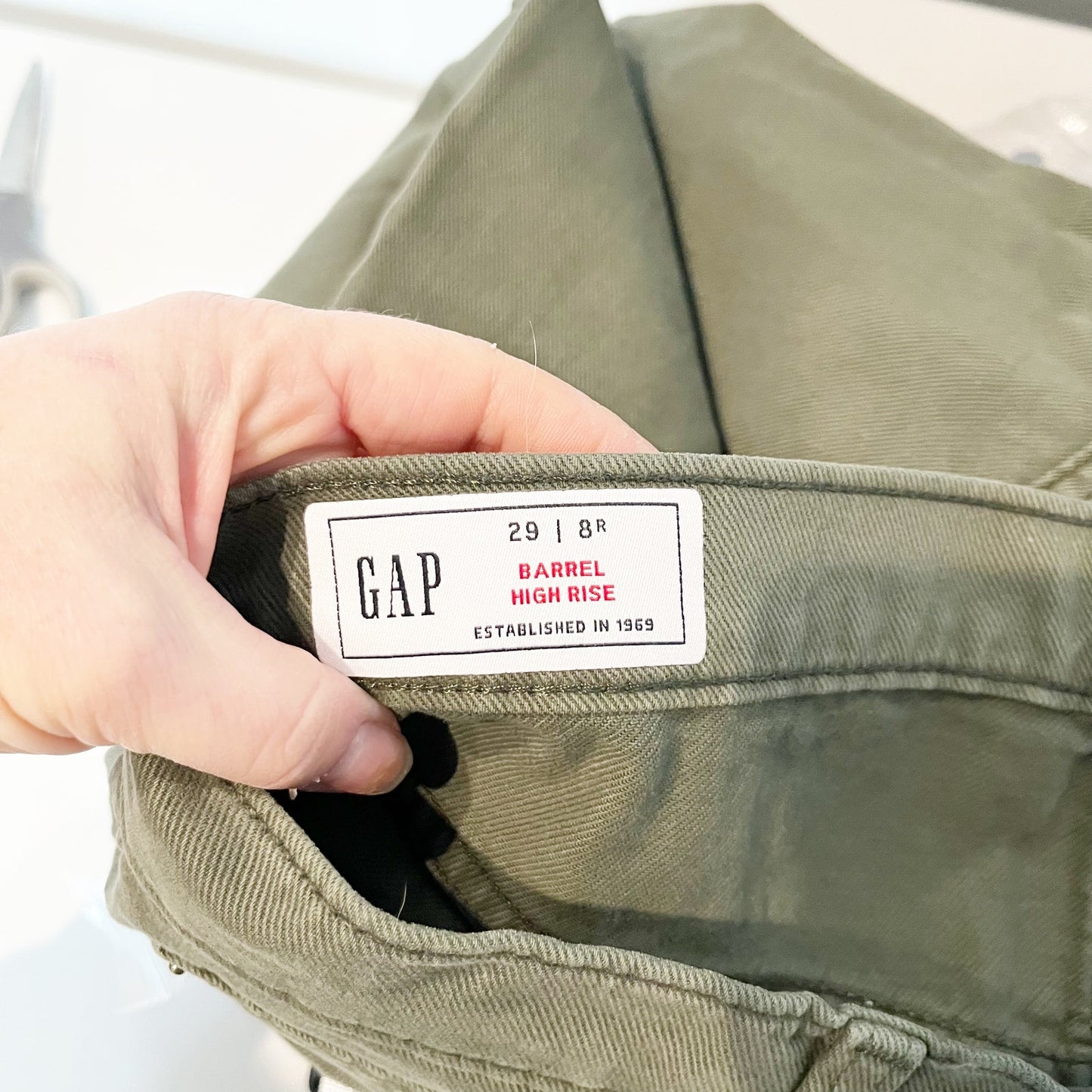 Gap Cotton High Rise Barrel Ankle Jeans Mesculen Green 29 / 8