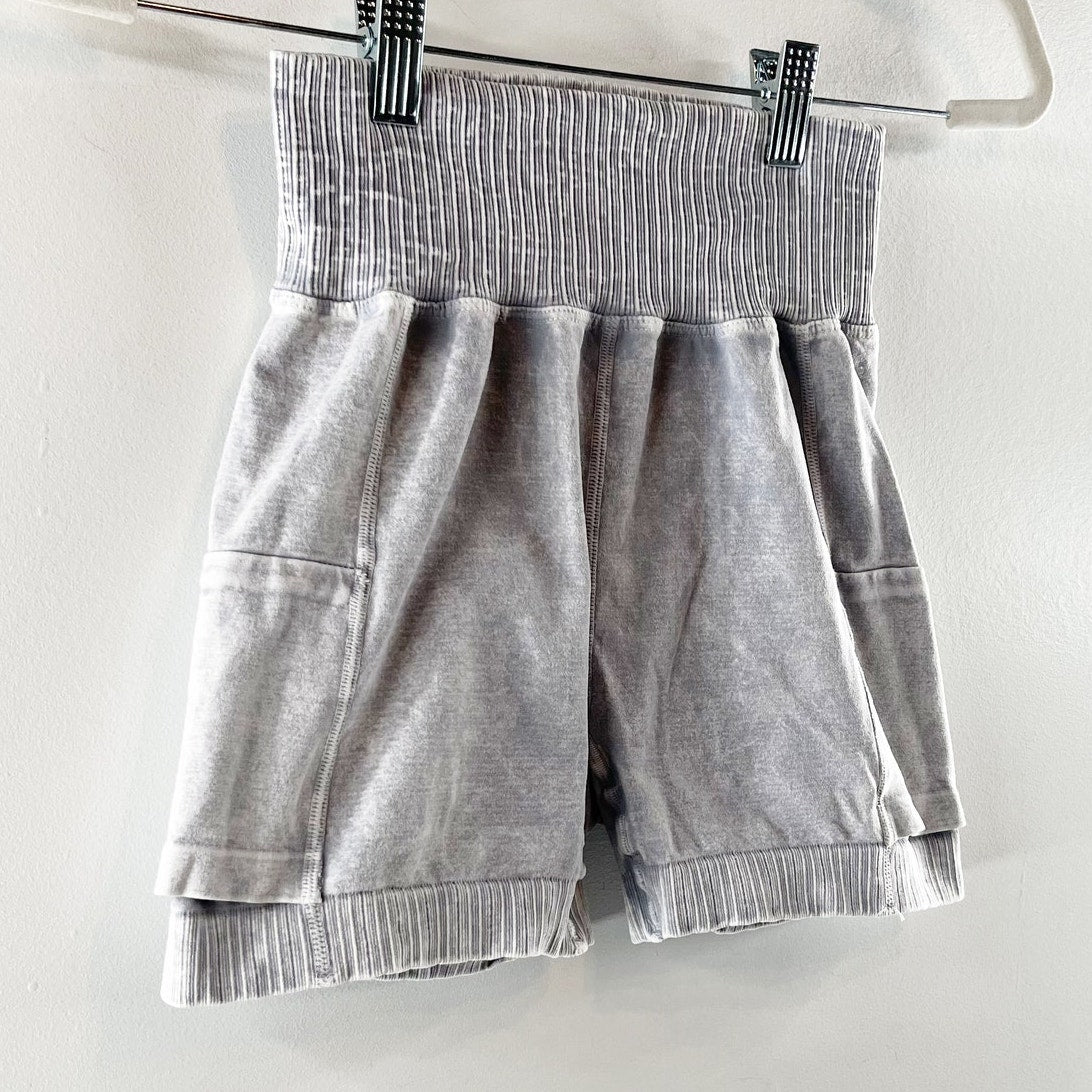 FP Movement Free People Pull On High Waisted Biker Running Shorts Gray Small