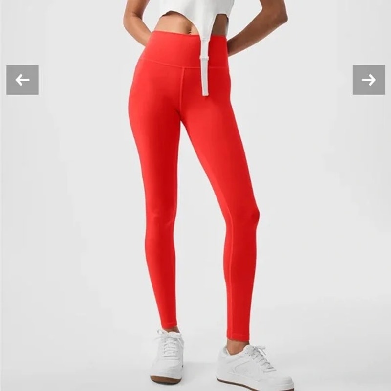 Alo High Rise Airbrush Compression Leggings Red Orange Small