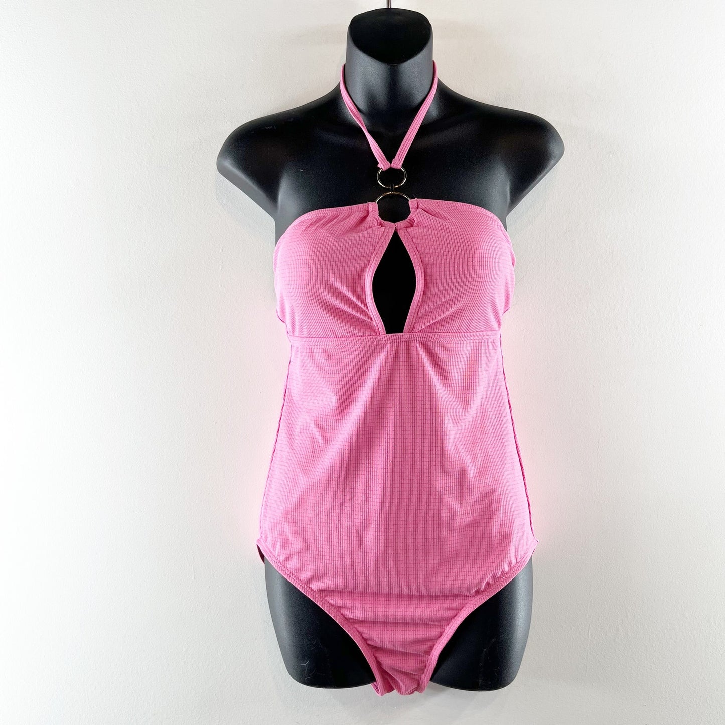 Cupshe Country Club Halter Neck Open Back One-Piece Swimsuit Pink Medium