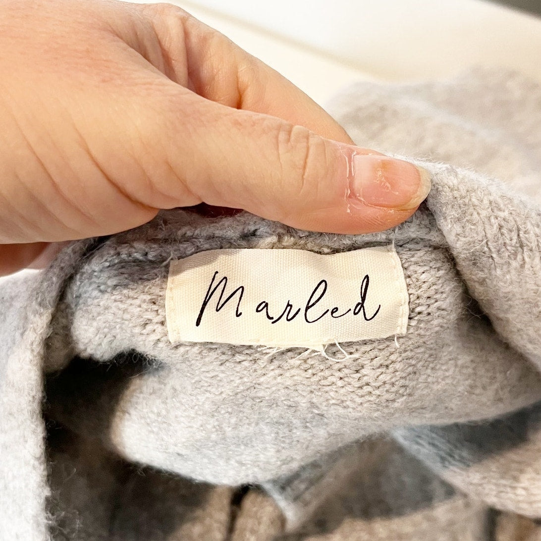 Marled Long Sleeve Open Duster Cardigan Sweater Gray Medium