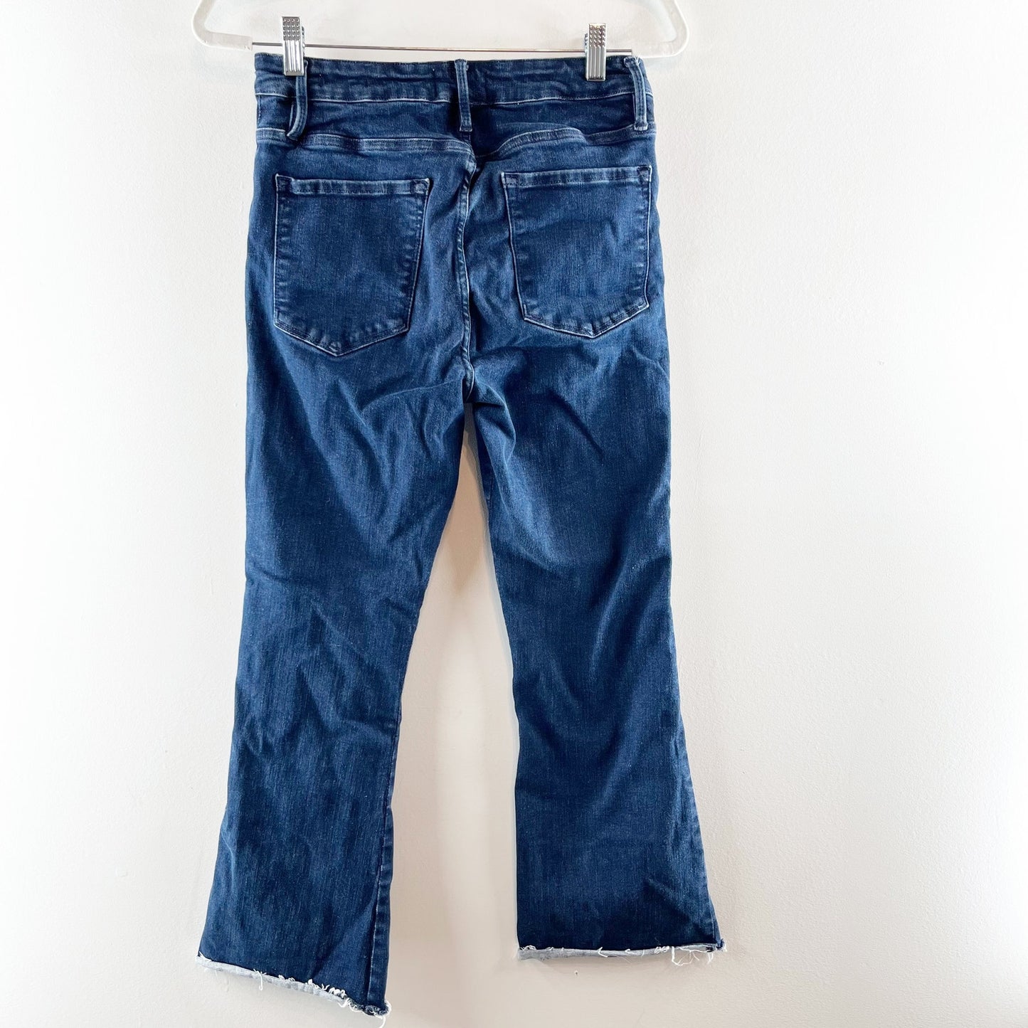 Frame Le One Organic Cotton High Waisted Denim Frayed Hem Flare Jeans Keller 2