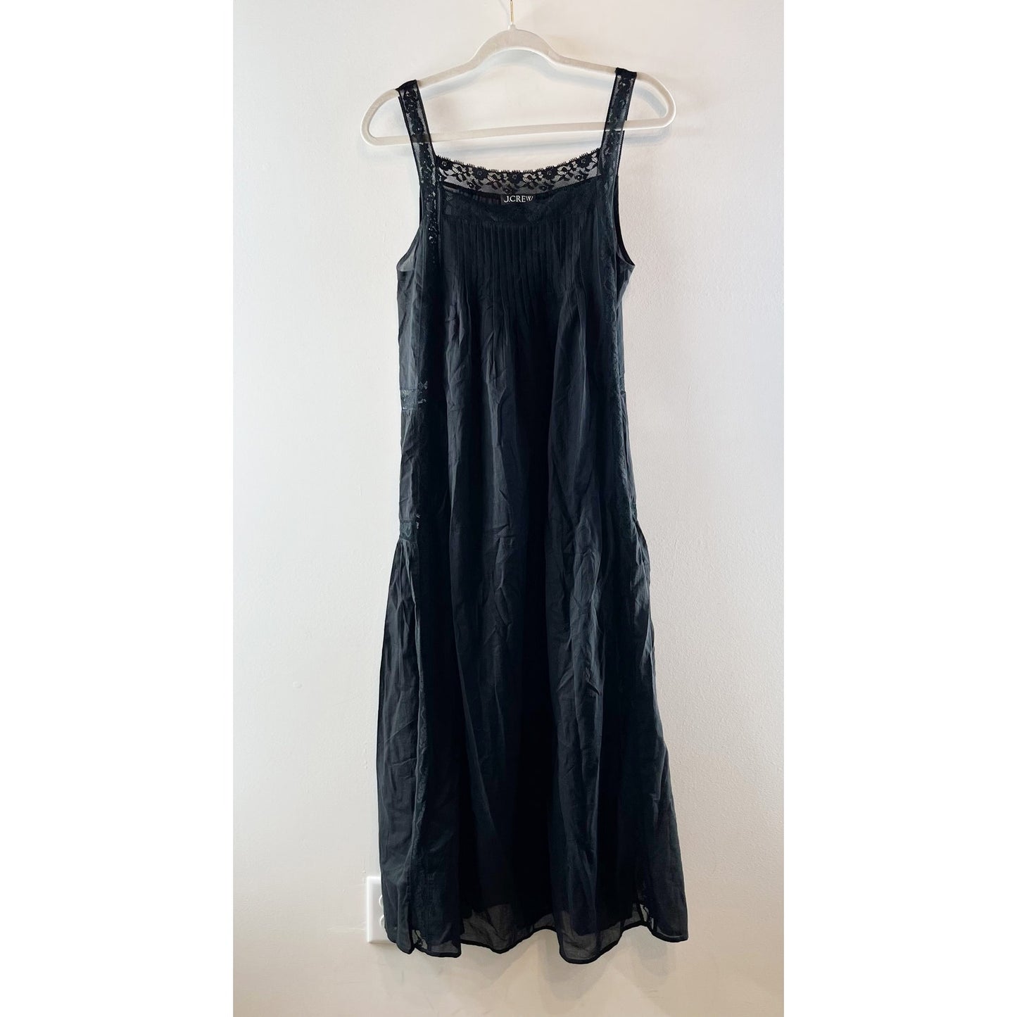 J. Crew Cotton Voile Lace Trim Maxi Sundress Black Small