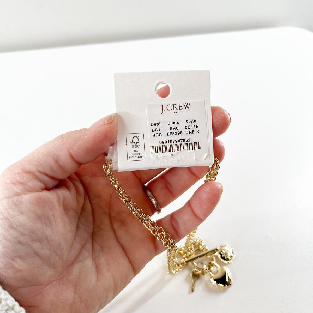 J. Crew Lock And Key Charm Necklace Gold 30"