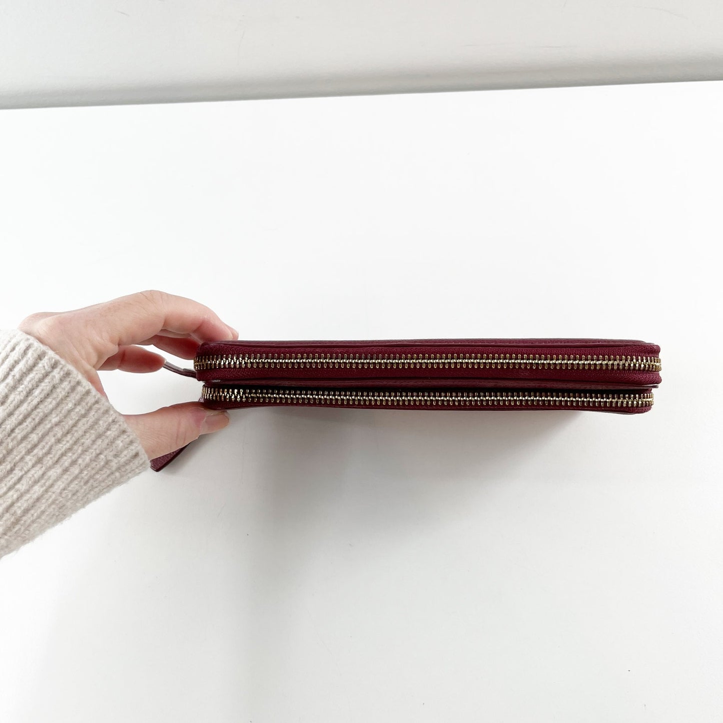 Kate Spade Jeanne Large Rectangle Double Zip Wallet Maroon Red