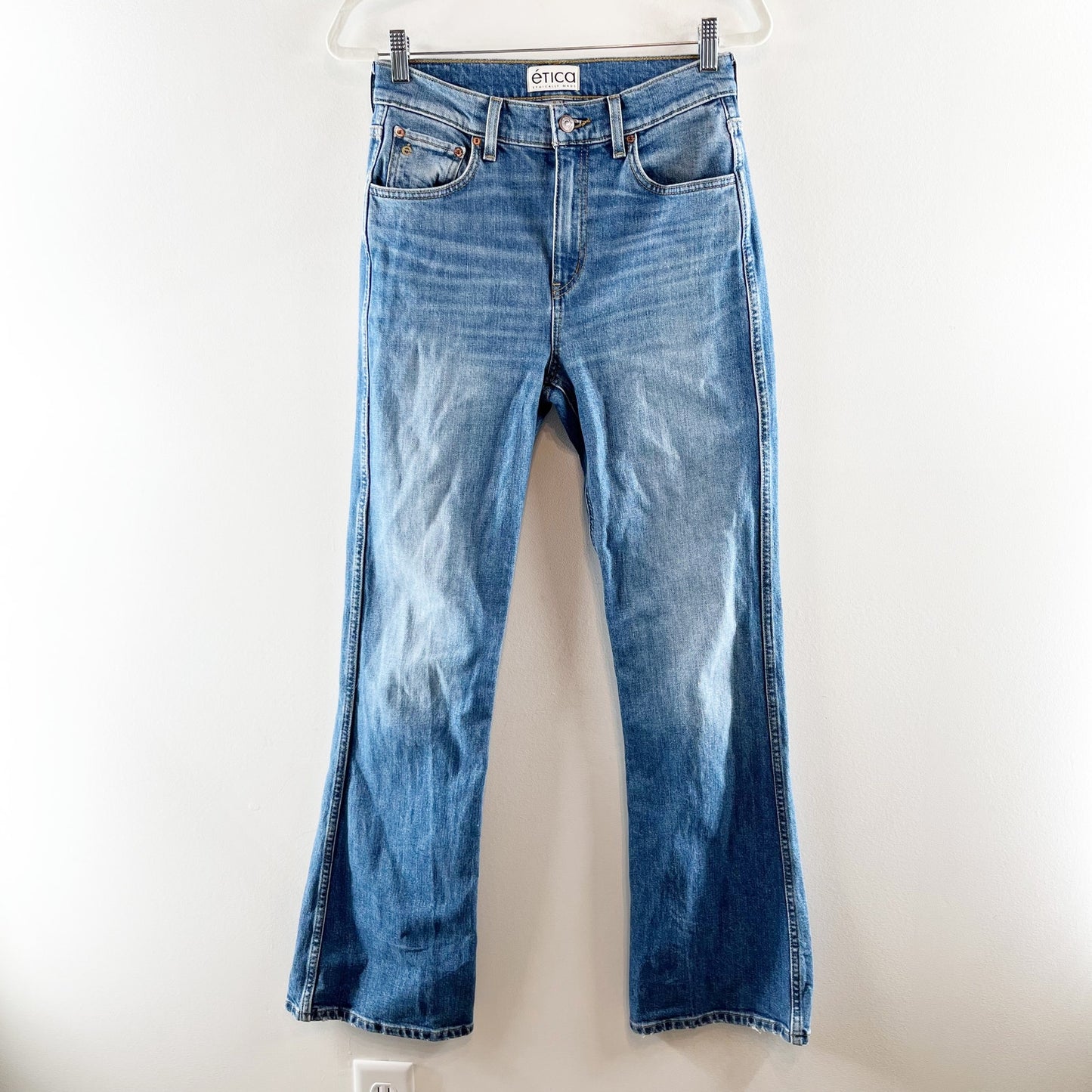 Etica Anya Modern High Rise Organic Cotton Flare Jeans Blue 27