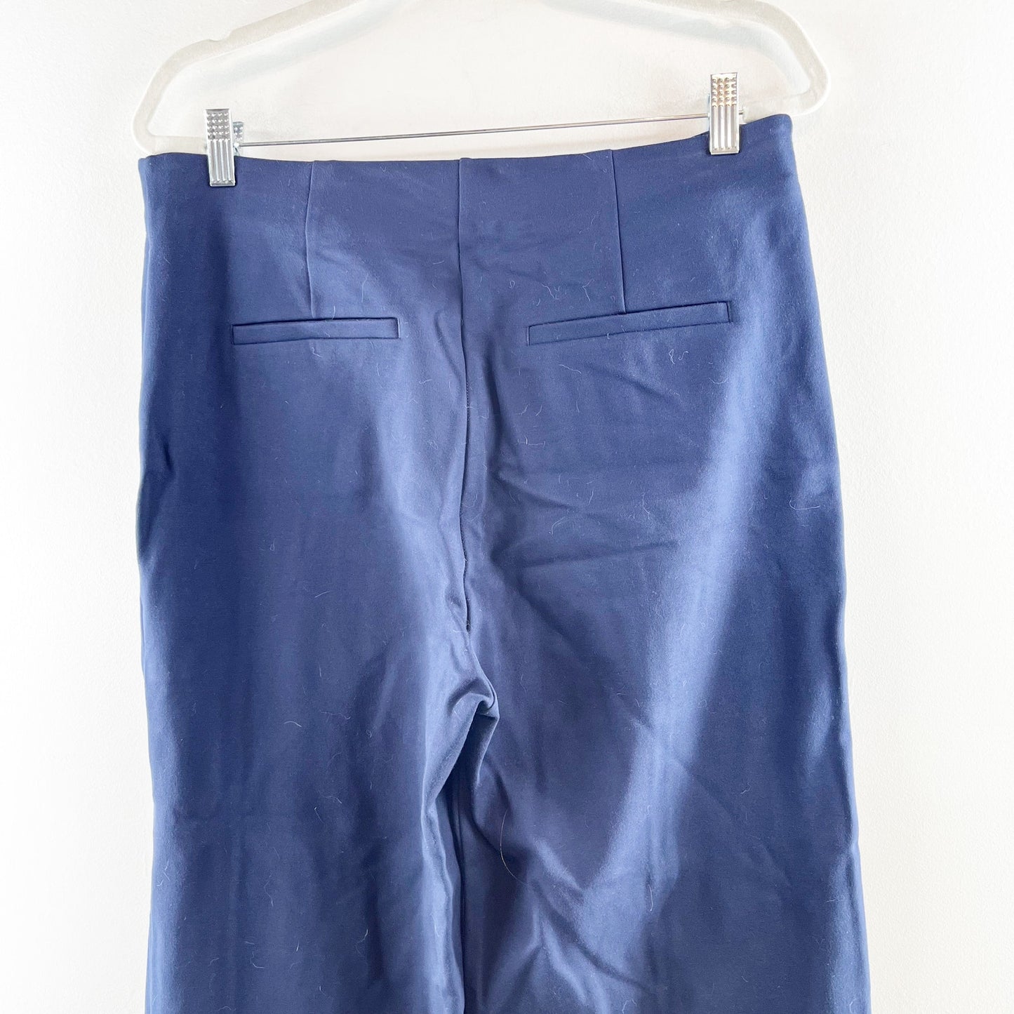 LOFT Ponte High Rise Wide Leg Trouser Pants Navy Blue Large