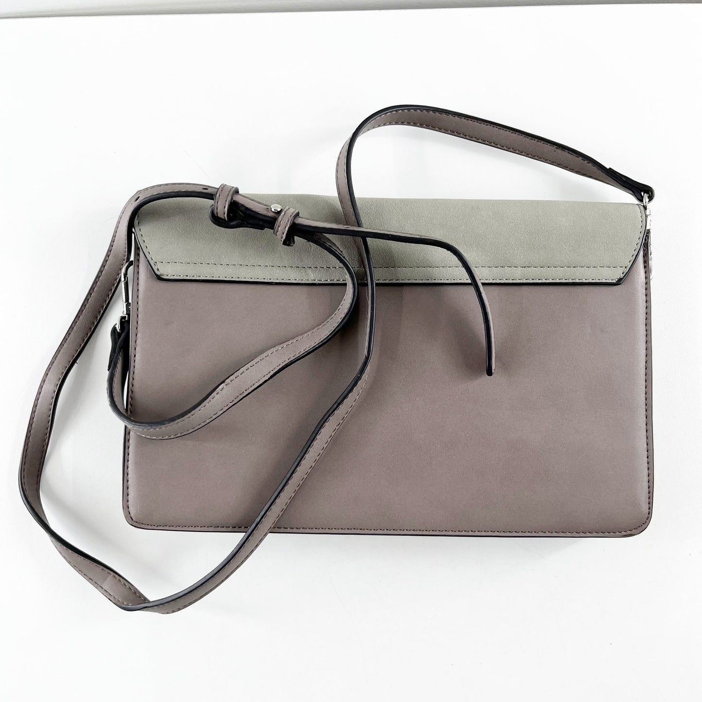 Cheslea28 Colorblock Leather Small Flap Shoulder Crossbody Bag Gray/Light Green