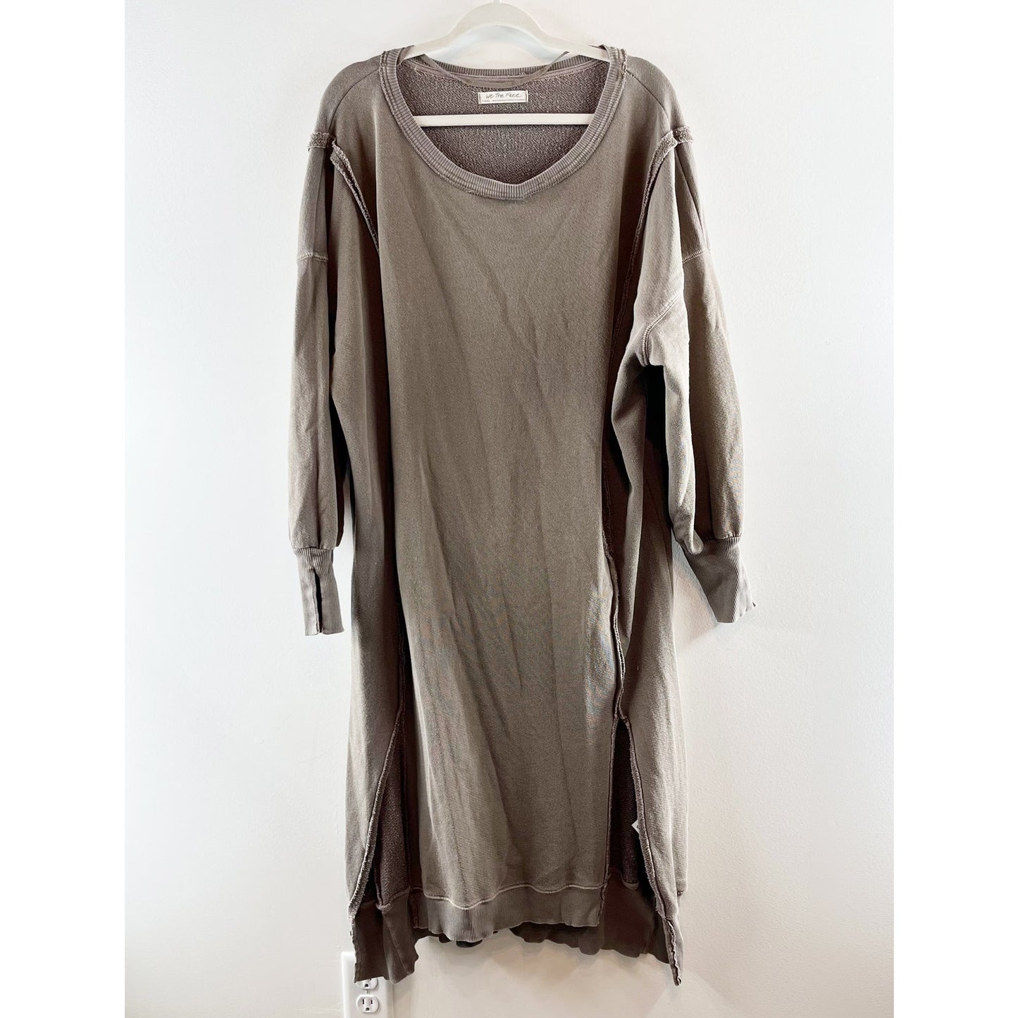 Free People Camden Long Sleeve Oversized Maxi Sweatshirt Dress Dolphin Gray XS