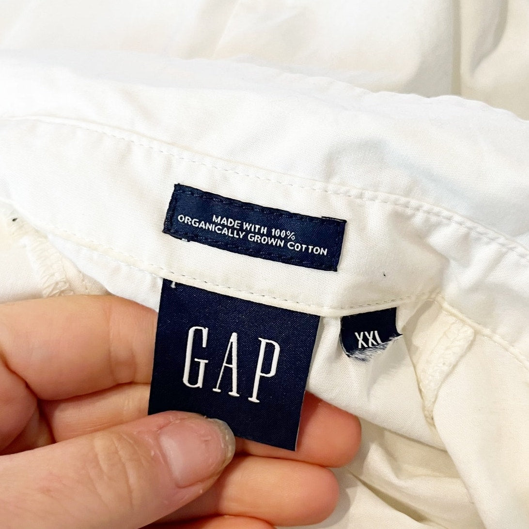 GAP Organic Cotton Short Puff Sleeve Button Down Shirt Top White XXL