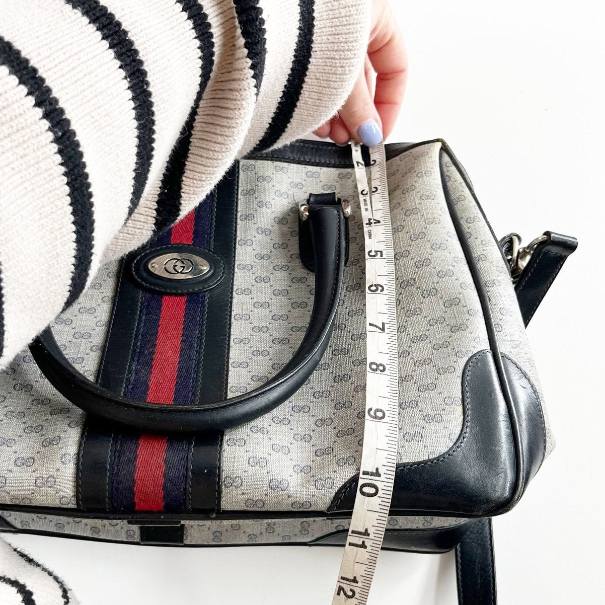 Gucci Ophidia Vintage Canvas Micro GG Monogram Messenger Bag Satchel Gray Black