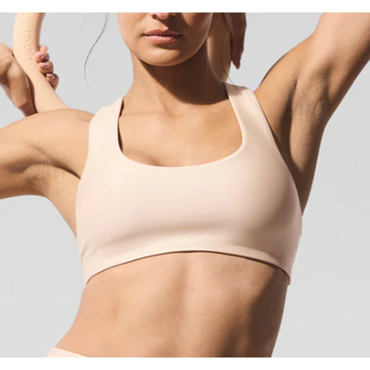 Alo Airlift Advantage Racerback Bra Macadamia Tan Beige Small
