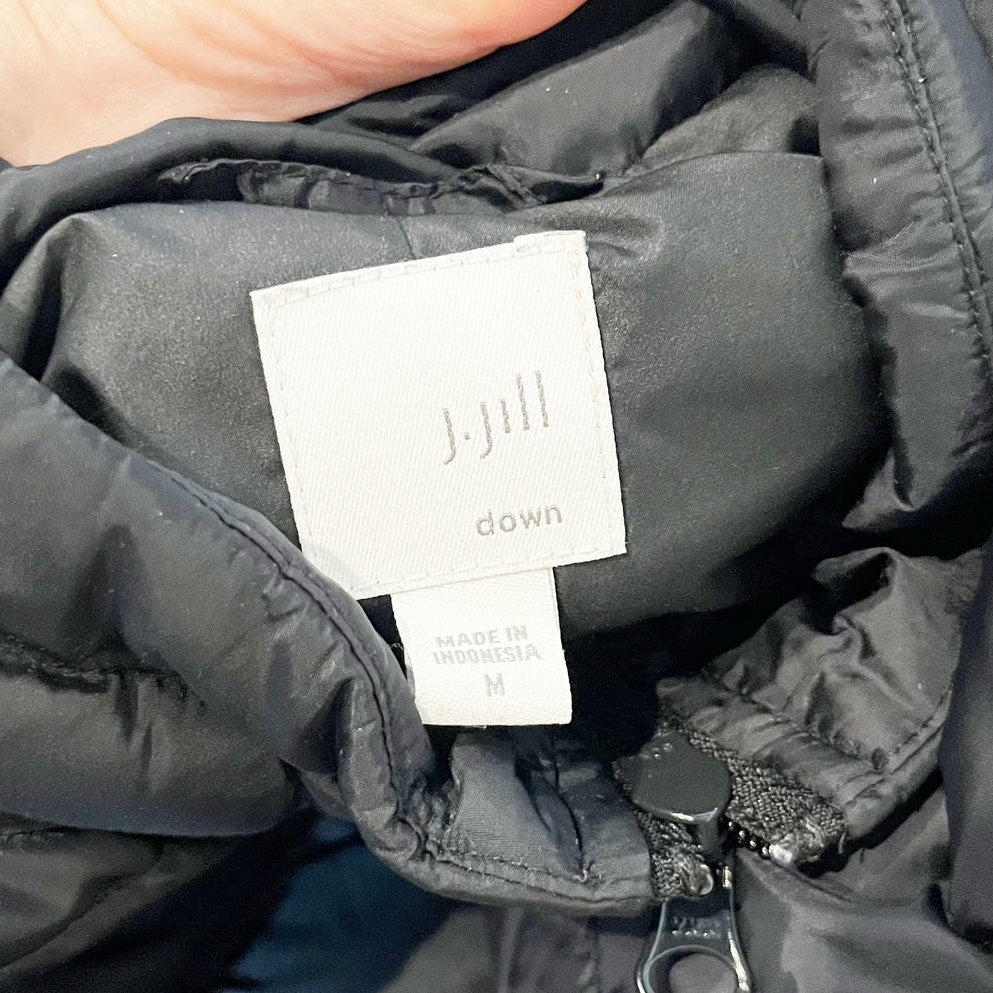 J. Jill Down Longline Full Zip Puffer Vest Black Medium