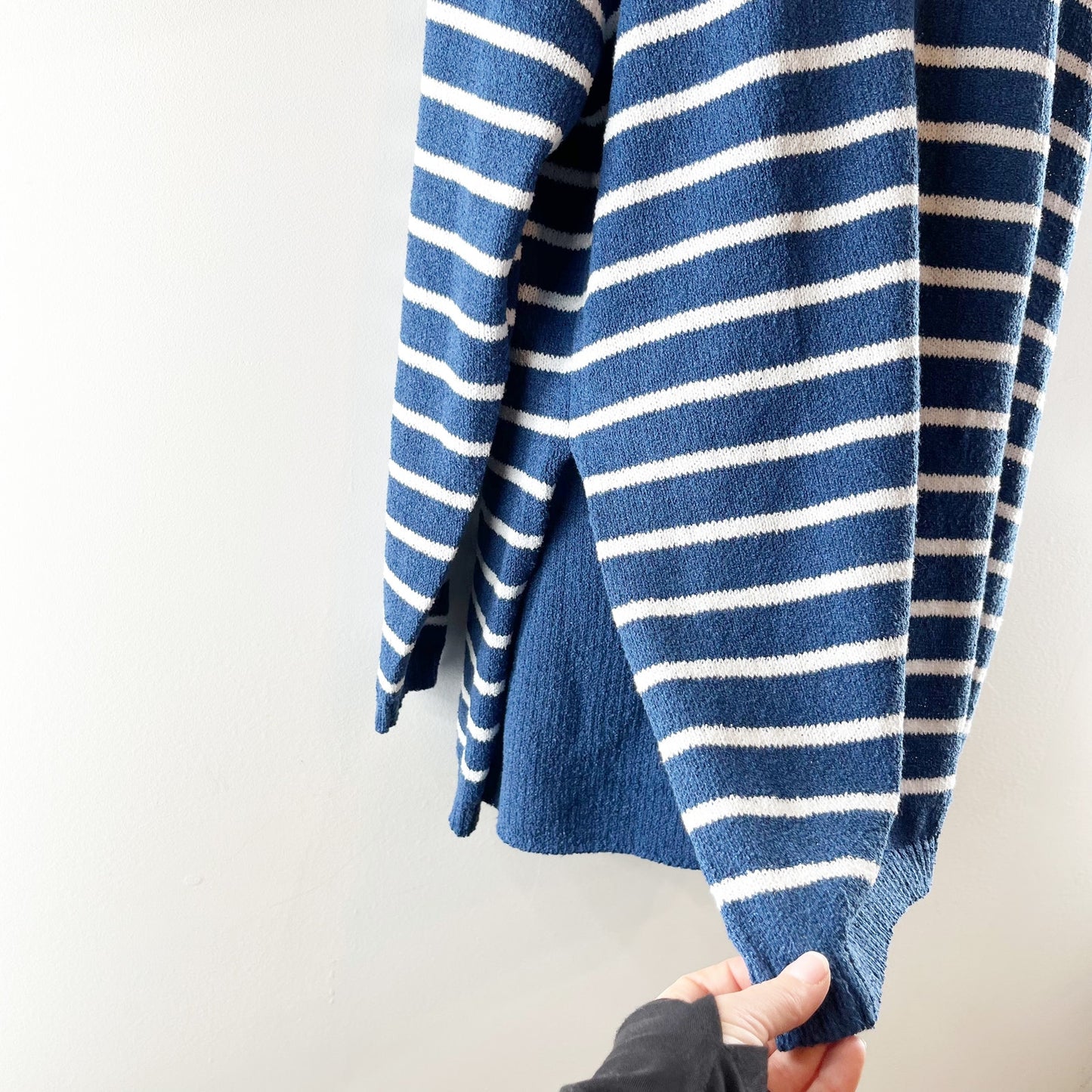 MeroKeety Striped Long Sleeve Crewneck Sweater and Shorts Matching Set Blue XL