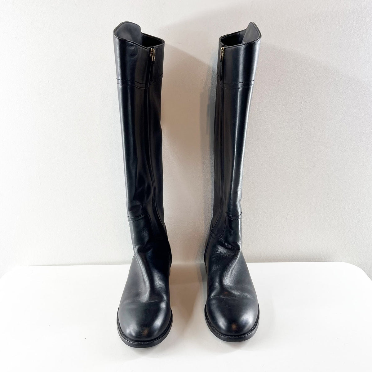 Tory Burch Junction Tall Leather Riding Boots Black 8.5