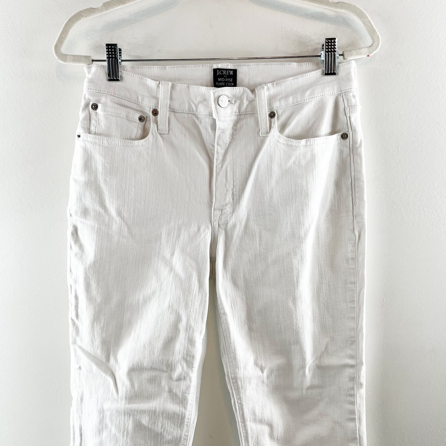 J. Crew Mid Rise Flare Crop Raw Hem Jeans White 29 / 8