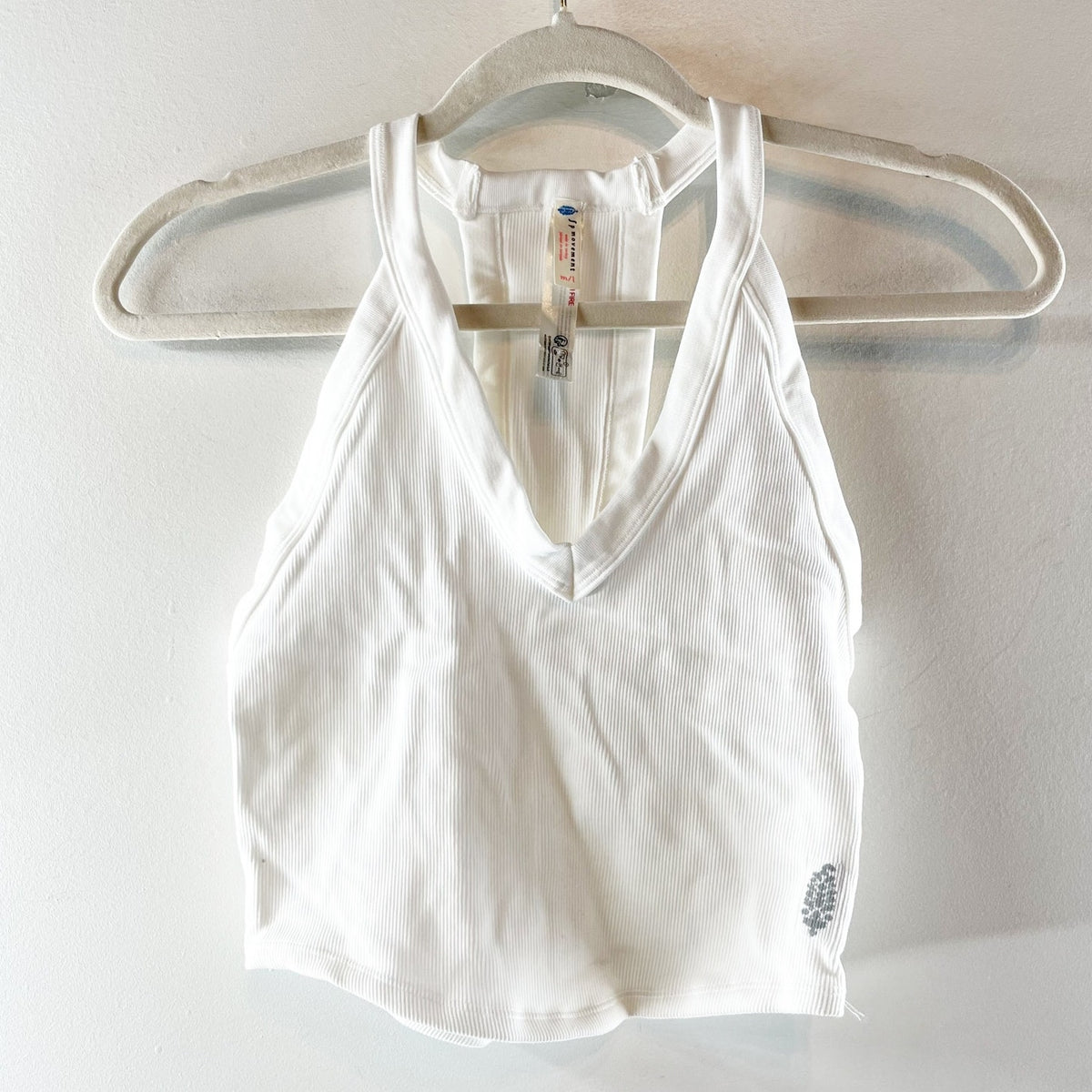 FP Movement All Clear V Neck Ribbed Racerback Cami Tank Top White M/L