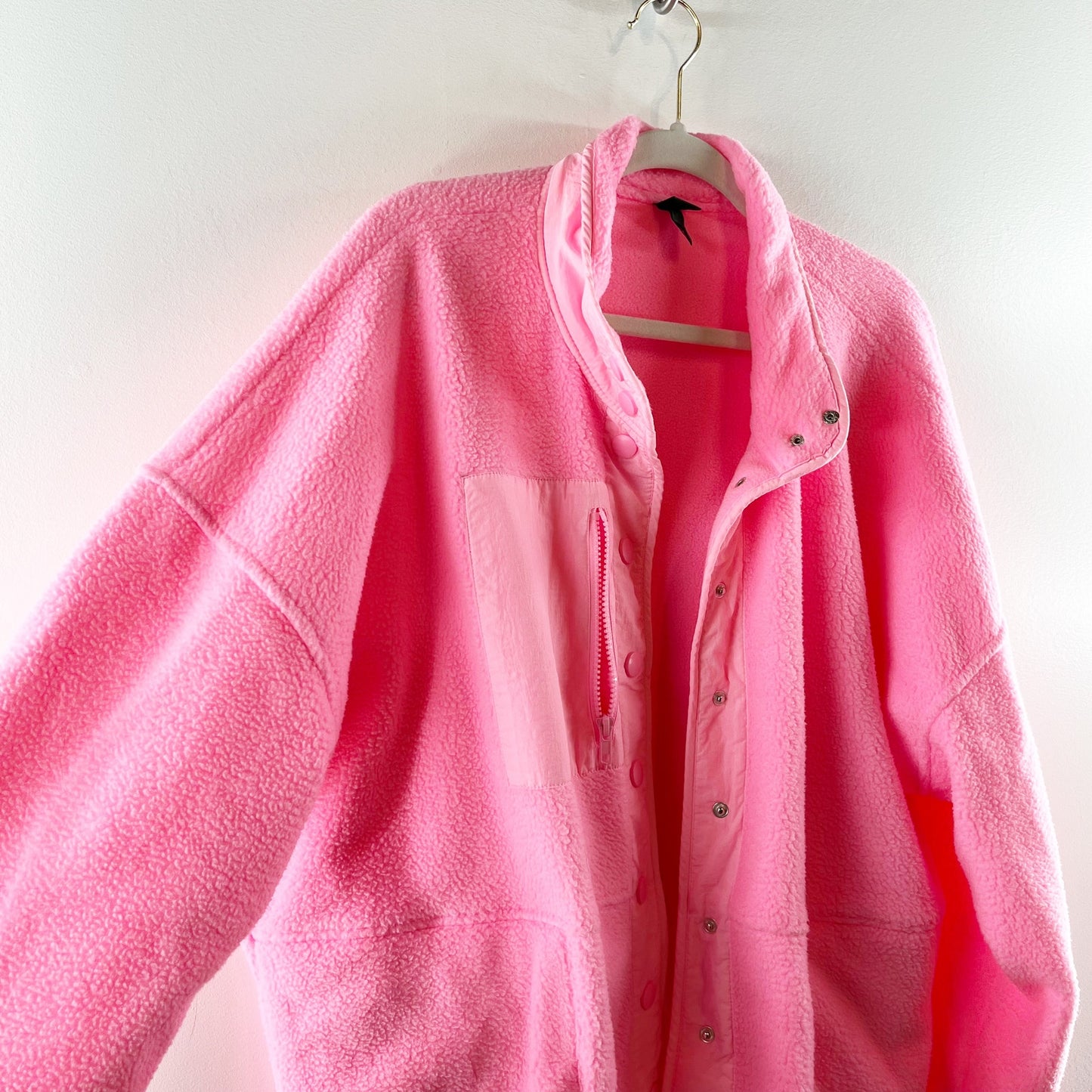 Wild Fable Snap Button Up Fleece Sherpa Jacket Neon Pink XXL