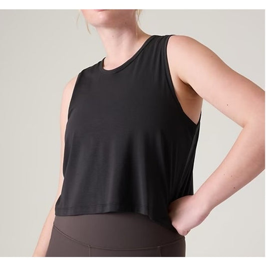 Athleta With Ease Muscle Cropped Tank Top Black Medium