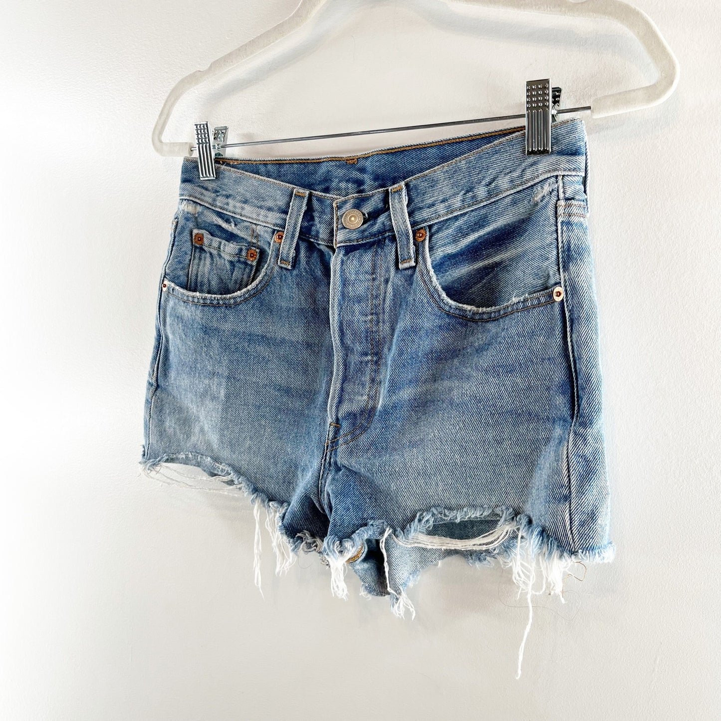 Levi's 501 High Rise Button Fly Cutoff Jean Denim Shorts Blue 25 / 0