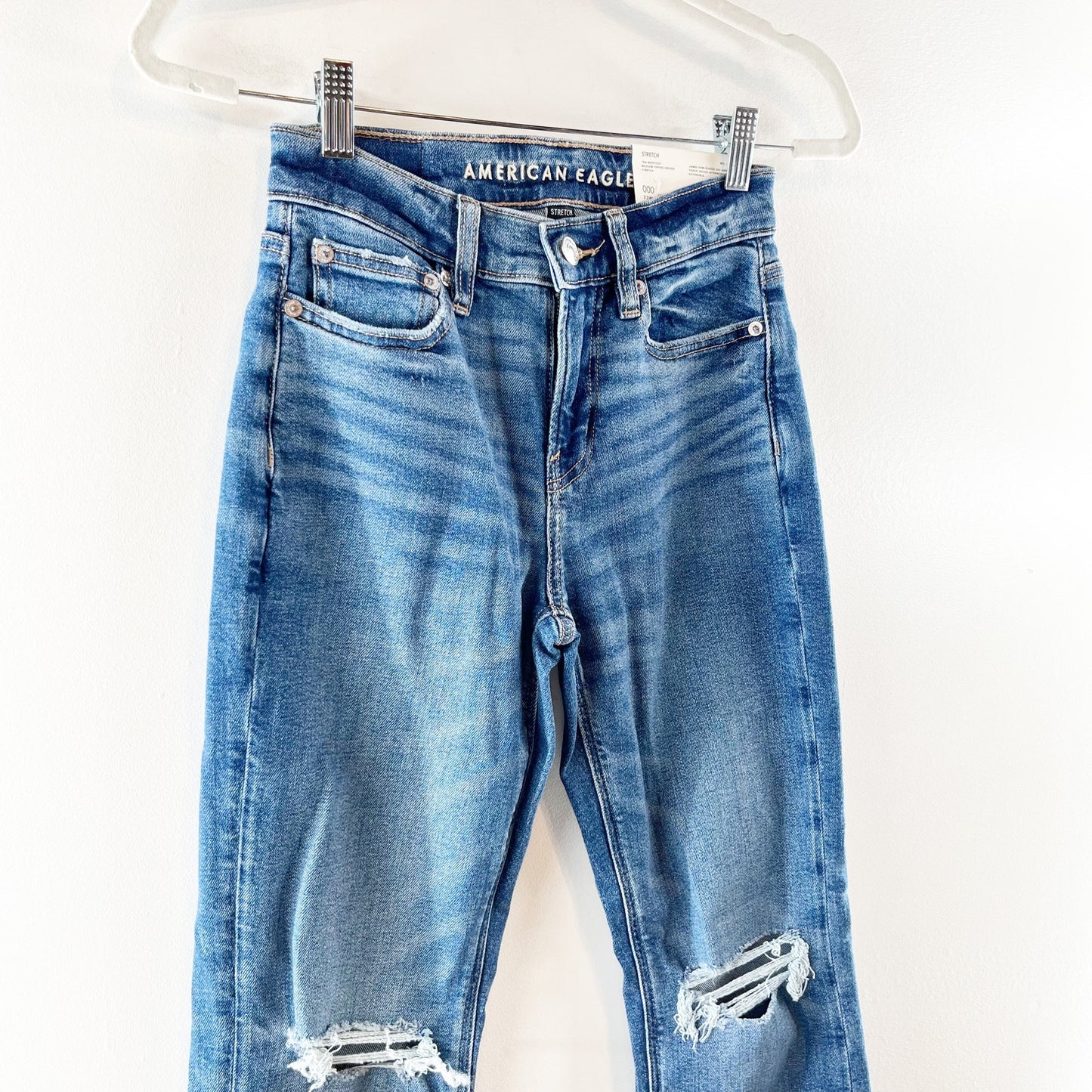 American Eagle Outfitters High Rise Stretch 90s Bootcut Jeans Blue 000 Short
