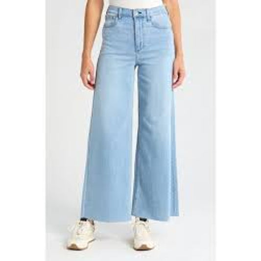 Rag & Bone Serena High Rise Denim Fray Hem Wide Leg Jeans Blue 28