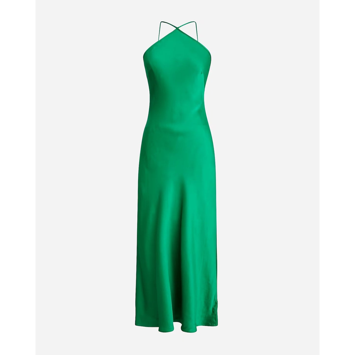 J. Crew Collection Luster Crepe Sleeveless Halter Neck Maxi Slip Dress Green L