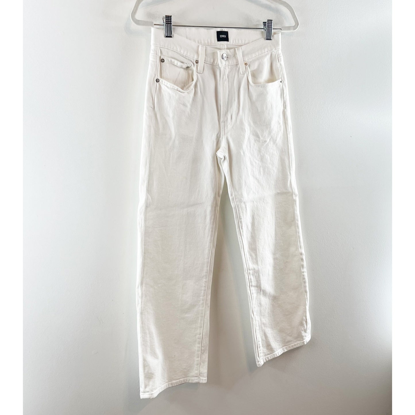 Edwin Marli Ankle High Rise Wide Leg Jeans Eggshell White 25