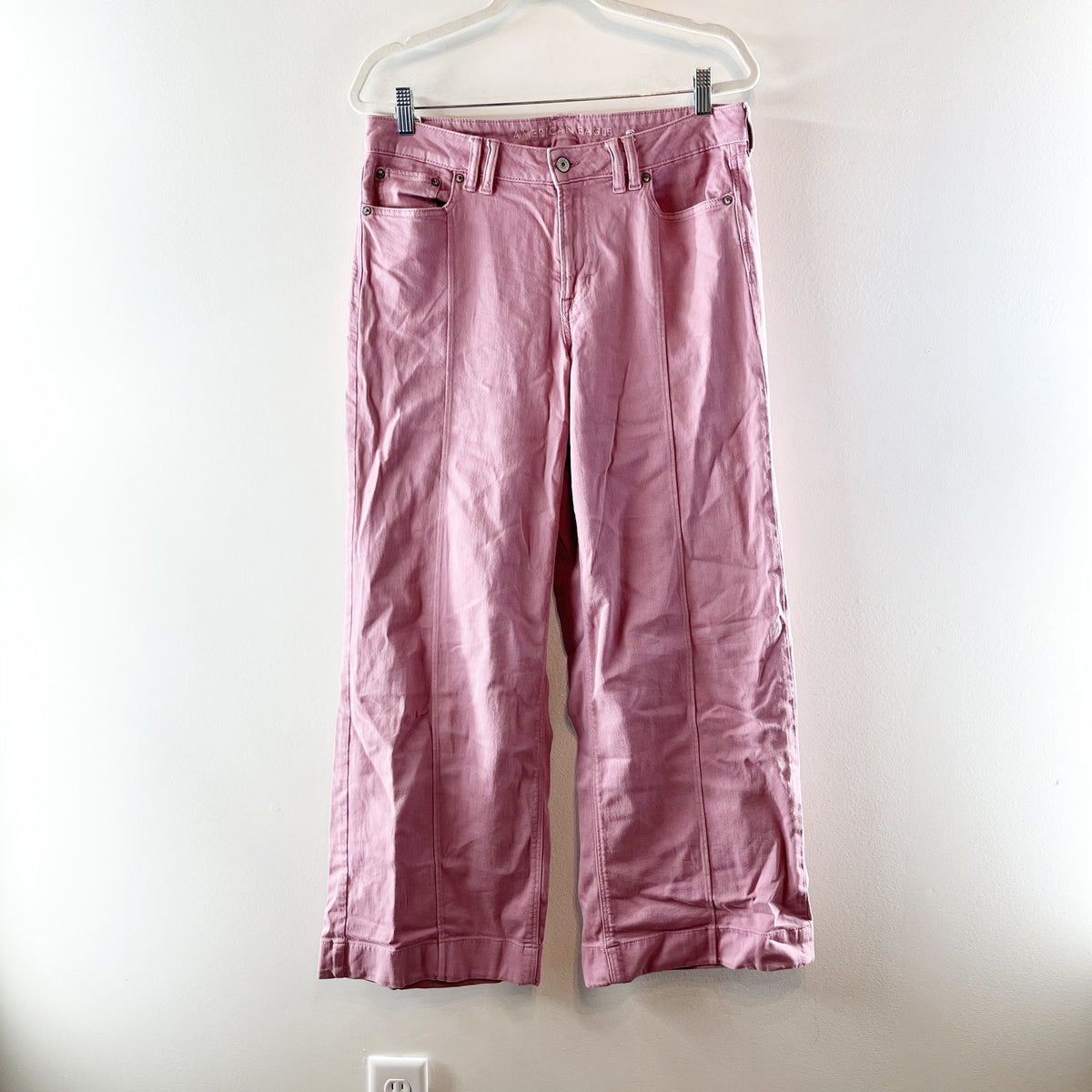 American Eagle Low Rise Baggy Wide Leg Jeans Dusty Mauve Pink 10