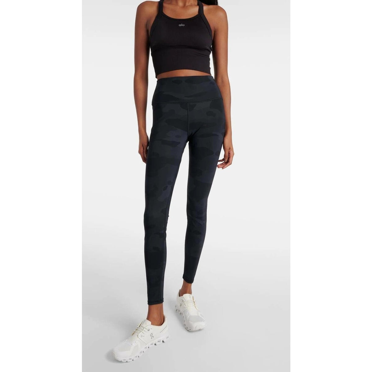 Alo High-Waisted Camo Vapor Compression Legging Pants Black Green XS