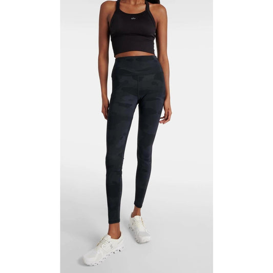 Alo High-Waisted Camo Vapor Compression Legging Pants Black Green XS