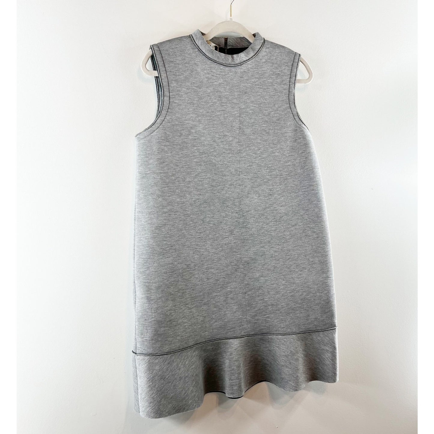 Marni Bonded Jersey Sleeveless Peplum Hem Mini Shift Dress Heathered Gray 44