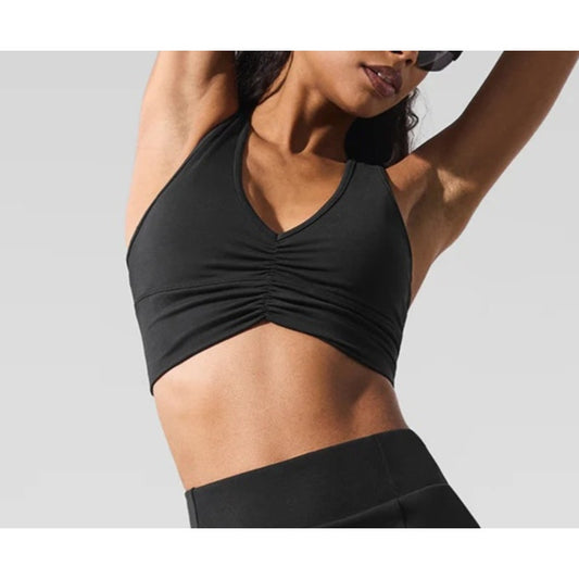 Alo Wild Thing Racerback Ruched Sports Bra Black XS