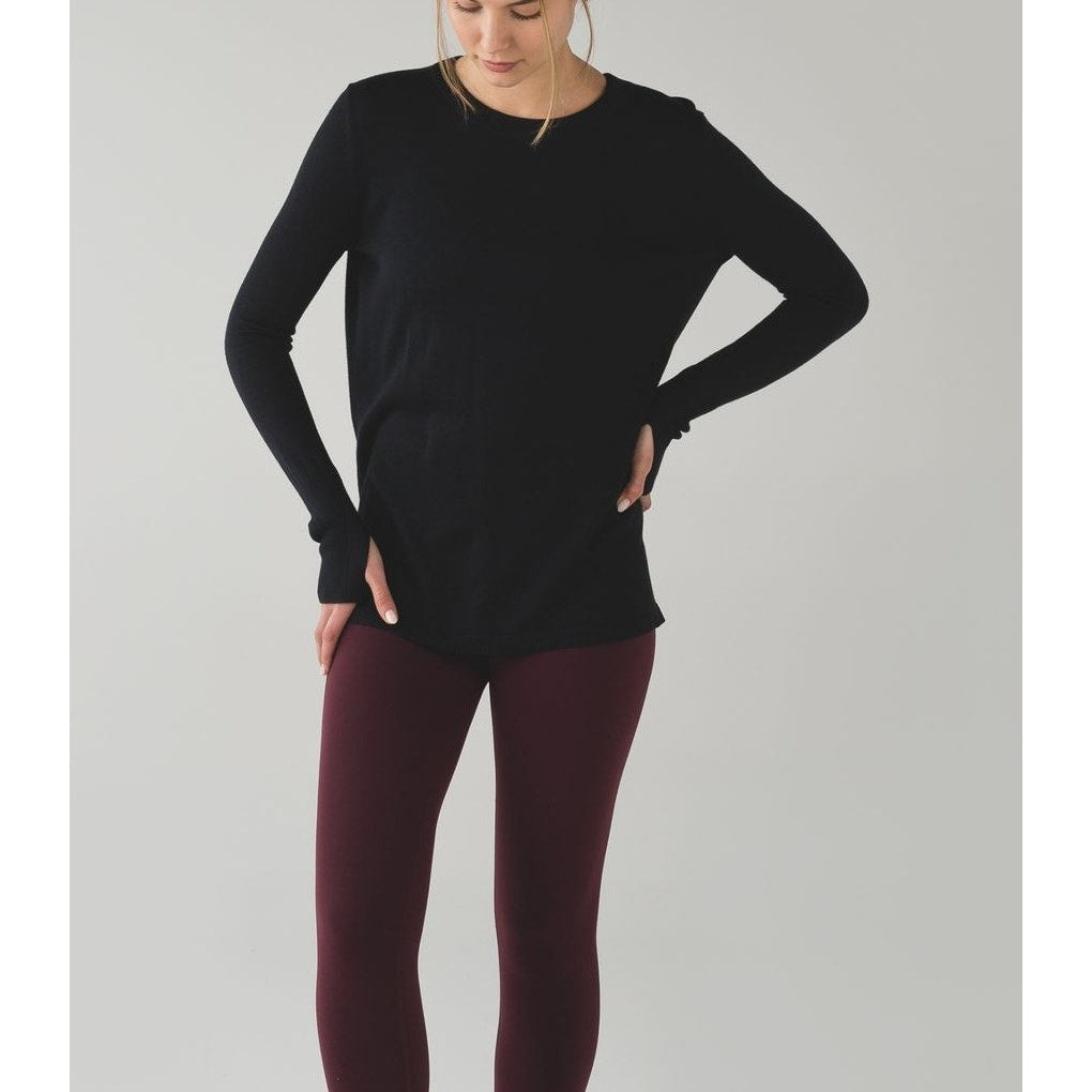 Lululemon Bring It Backbend Open Back Long Sleeve Pullover Sweater Black 8