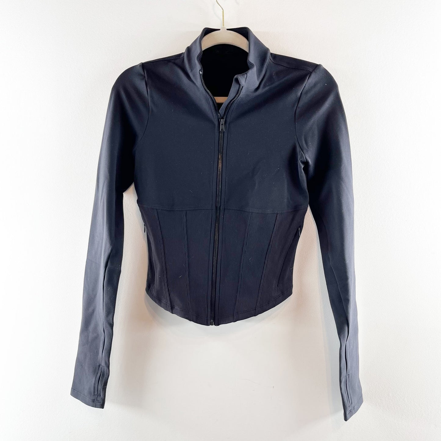 Alo Airbrush Corset Full Zip Long Sleeve Jacket Black Small