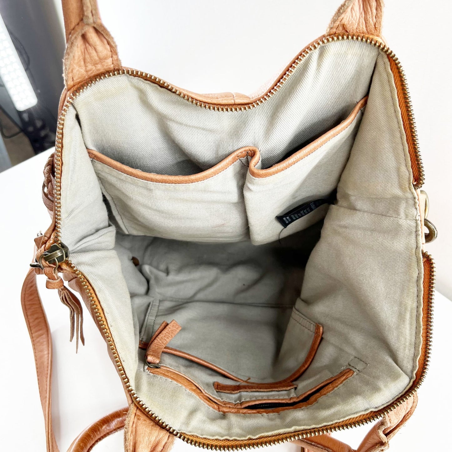 Day & Mood Crossbody Leather Fringe Satchel Purse Bag Brown