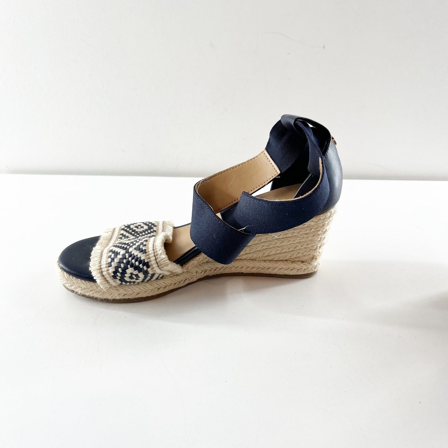 Tommy Hilfiger Yemina Ankle Strap Espadrille Wedge Sandals Navy Blue 6