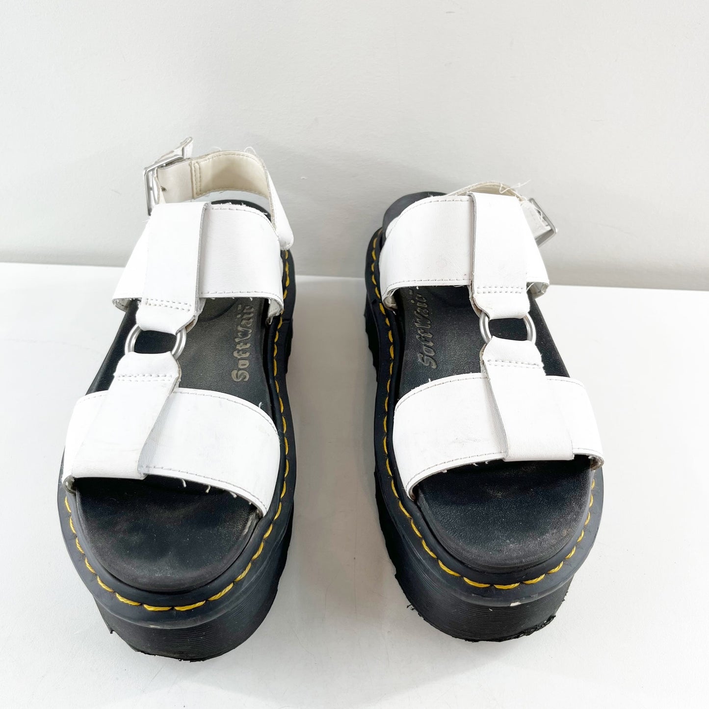 Dr. Martens Francis Leather Fisherman Platform Chunky Sandals White 8