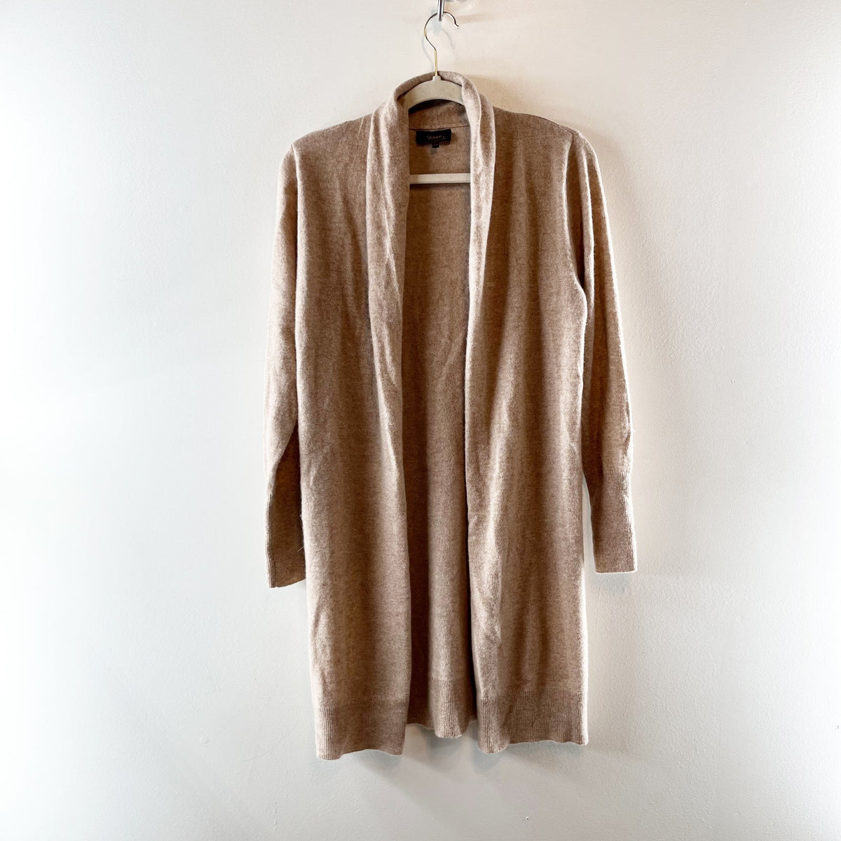 Quince Mongolian Cashmere Long Sleeve Open Duster Cardigan Sweater Oatmeal XS