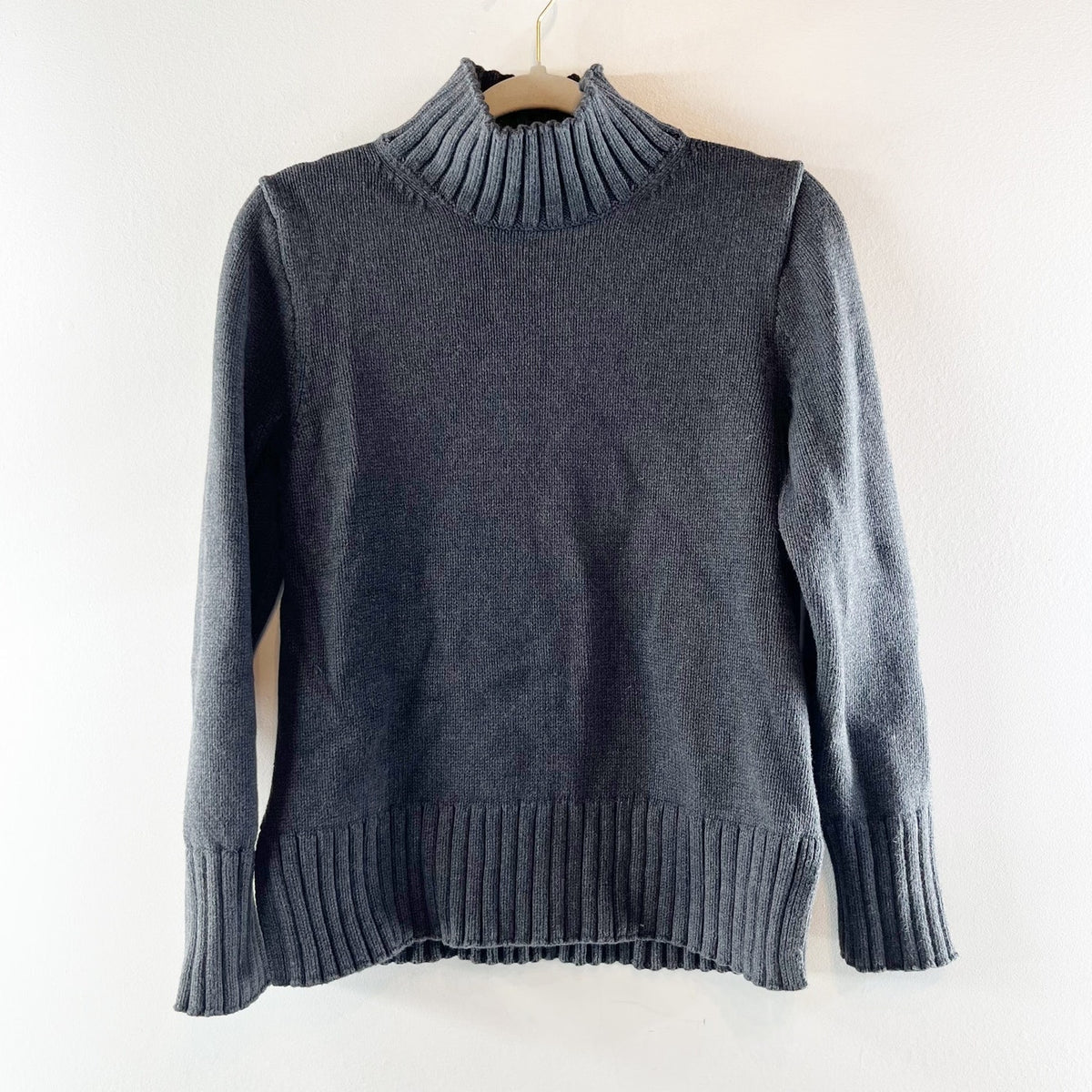 J. Crew Cotton Turtleneck Sweater Heather Charcoal Gray Small