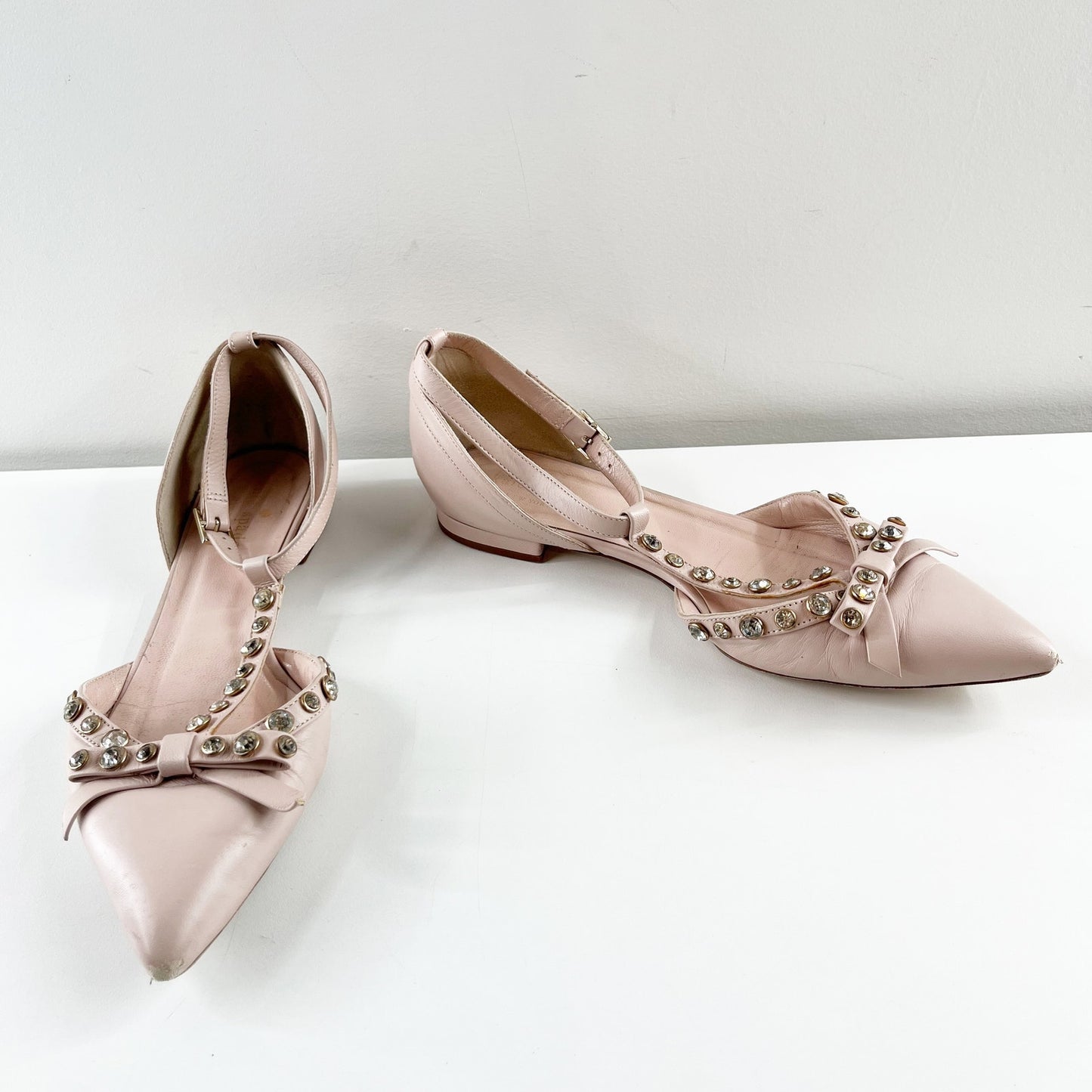 Kate Spade Becca Bow T Strap Patent Leather Jeweled Flats Ballet Pink 8